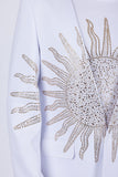 Barabas Wholesale Men's Rhinestones Sun Rays Collarless Casual Blazer 6EBL03 White