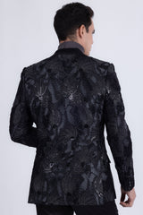 Barabas Wholesale Men's Sequins Geometric Design Notch Lapel Blazer 6EBL04 Black