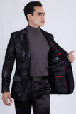 Barabas Wholesale Men's Sequins Geometric Design Notch Lapel Blazer 6EBL04 Silver