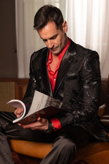 Barabas Wholesale Men's Sequins Geometric Design Notch Lapel Blazer 6EBL04 Charcoal