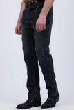 Barabas Men's Sparkly Rhinestone Stud Design Denim Jeans 6ED01 Black