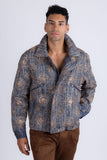 Barabas Vintage Mosaic Sequins Western Denim Jacket 6EJJ01 Blue Gold
