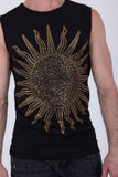 Barabas Wholesale Men's Rhinestone Sun Rays Stretch Sleeveless Shirt 6ESL03 Gold