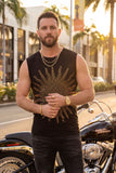Barabas Wholesale Men's Rhinestone Sun Rays Stretch Sleeveless Shirt 6ESL03 Black Gold