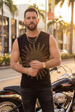 Barabas Men's Rhinestone Sun Rays Stretch Sleeveless Shirt 6ESL03 Black Gold