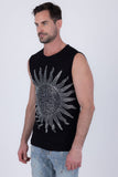 Barabas Wholesale Men's Rhinestone Sun Rays Stretch Sleeveless Shirt 6ESL03 Black 