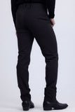 Barabas Men's Solid Color Stretch Long Belt Hoop Casual Pants 6ESN01 Black