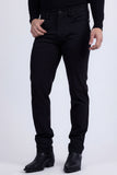 Barabas Wholesale Men's Solid Color Stretch Long Belt Hoop Casual Pants 6ESN01 Black Beauty