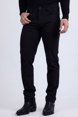 Barabas Men's Solid Color Stretch Long Belt Hoop Casual Pants 6ESN01 Black Beauty