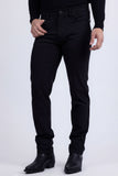 Barabas Men's Solid Color Stretch Long Belt Hoop Casual Pants 6ESN01 Black Beauty