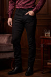 Barabas Men's Solid Color Stretch Long Belt Hoop Casual Pants 6ESN01 Black Beauty