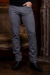 Barabas Wholesale Men's Solid Color Stretch Long Belt Hoop Casual Pants 6ESN01 Lead Grey