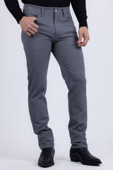 Barabas Men's Solid Color Stretch Long Belt Hoop Casual Pants 6ESN01 Grey