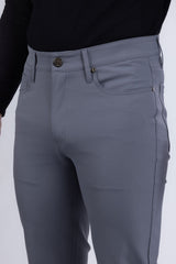 Barabas Wholesale Men's Solid Color Stretch Long Belt Hoop Casual Pants 6ESN01 Lead Grey