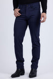 Barabas Men's Solid Color Stretch Long Belt Hoop Casual Pants 6ESN01 navy