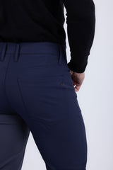 Barabas Wholesale Men's Solid Color Stretch Long Belt Hoop Casual Pants 6ESN01 Blue