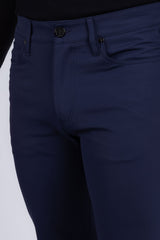 Barabas Wholesale Men's Solid Color Stretch Long Belt Hoop Casual Pants 6ESN01 Navy