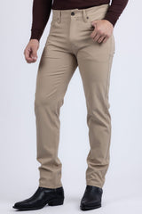 Barabas Wholesale Men's Solid Color Stretch Long Belt Hoop Casual Pants 6ESN01 Taupe