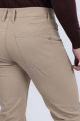 Barabas Wholesale Men's Solid Color Stretch Long Belt Hoop Casual Pants 6ESN01 Brown