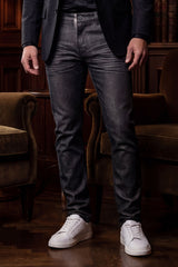 Barabas Men's Stretch Coated Casual Denim Slim Fit Jeans 6ESN02ST Harbor Mist