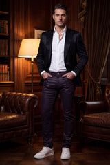 Barabas Wholesale Men's Stretch Coated Casual Denim Slim Fit Jeans 6ESN02ST Purple