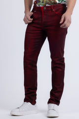 Barabas Wholesale Men's Stretch Coated Casual Denim Slim Fit Jeans 6ESN02ST Red