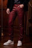 Barabas Men's Stretch Coated Casual Denim Slim Fit Jeans 6ESN02ST Red