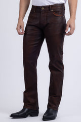 Barabas Wholesale Men's Stretch Coated Casual Denim Straight Fit Jeans 6ESN02ST Cognac