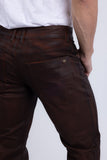 Barabas Men's Stretch Coated Casual Denim Straight Fit Jeans 6ESN02ST Cognac