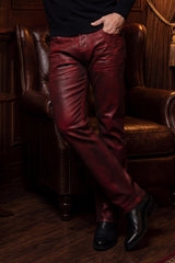 Barabas Wholesale Men's Stretch Coated Casual Denim Straight Fit Jeans 6ESN02ST Poppy Red