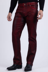 Barabas Wholesale Men's Stretch Coated Casual Denim Straight Fit Jeans 6ESN02ST Red