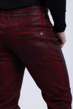 Barabas Men's Stretch Coated Casual Denim Straight Fit Jeans 6ESN02ST Burgundy
