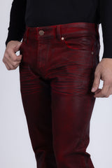 Barabas Wholesale Men's Stretch Coated Casual Denim Straight Fit Jeans 6ESN02ST Burgundy