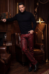 Barabas Wholesale Men's Stretch Coated Casual Denim Straight Fit Jeans 6ESN02ST Poppy Red