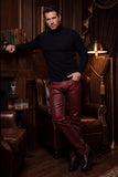 Barabas Men's Stretch Coated Casual Denim Straight Fit Jeans 6ESN02ST Poppy Red