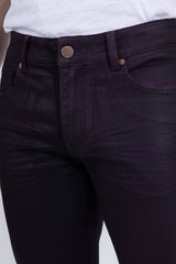 Barabas Men's Stretch Coated Casual Denim Straight Fit Jeans 6ESN02ST Purple