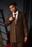 Barabas Wholesale Men's Rhinestone Geometric Peak Lapel Suit 6ESU12 Brown