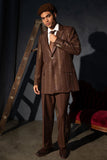 Barabas Wholesale Men's Rhinestone Geometric Peak Lapel Suit 6ESU12 Brown