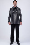 Barabas Wholesale Men's Rhinestone Geometric Peak Lapel Suit 6ESU12 Black