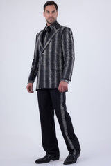 Barabas Wholesale Men's Rhinestone Geometric Peak Lapel Suit 6ESU12 Charcoal