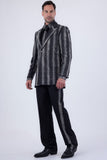 Barabas Wholesale Men's Rhinestone Geometric Peak Lapel Suit 6ESU12 Charcoal