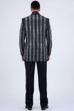 Barabas Wholesale Men's Rhinestone Geometric Peak Lapel Suit 6ESU12 Grey