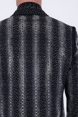 Barabas Wholesale Men's Rhinestone Geometric Peak Lapel Suit 6ESU12 Black