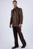 Barabas Wholesale Men's Rhinestone Geometric Peak Lapel Suit 6ESU12 Gold Brown