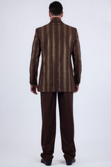 Barabas Wholesale Men's Rhinestone Geometric Peak Lapel Suit 6ESU12 Brown
