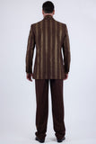 Barabas Wholesale Men's Rhinestone Geometric Peak Lapel Suit 6ESU12 Brown