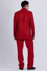 Barabas Wholesale Men's Rhinestone Geometric Peak Lapel Suit 6ESU12 Red