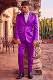 Barabas Wholesale Men's Shiny Satin Look Notch Shawl Lapel Suit 6ESU15 Purple