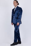Barabas Wholesale Men's Shiny Satin Look Notch Shawl Lapel Suit 6ESU15 Blue