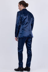 Barabas Wholesale Men's Shiny Satin Look Notch Shawl Lapel Suit 6ESU15 Blue